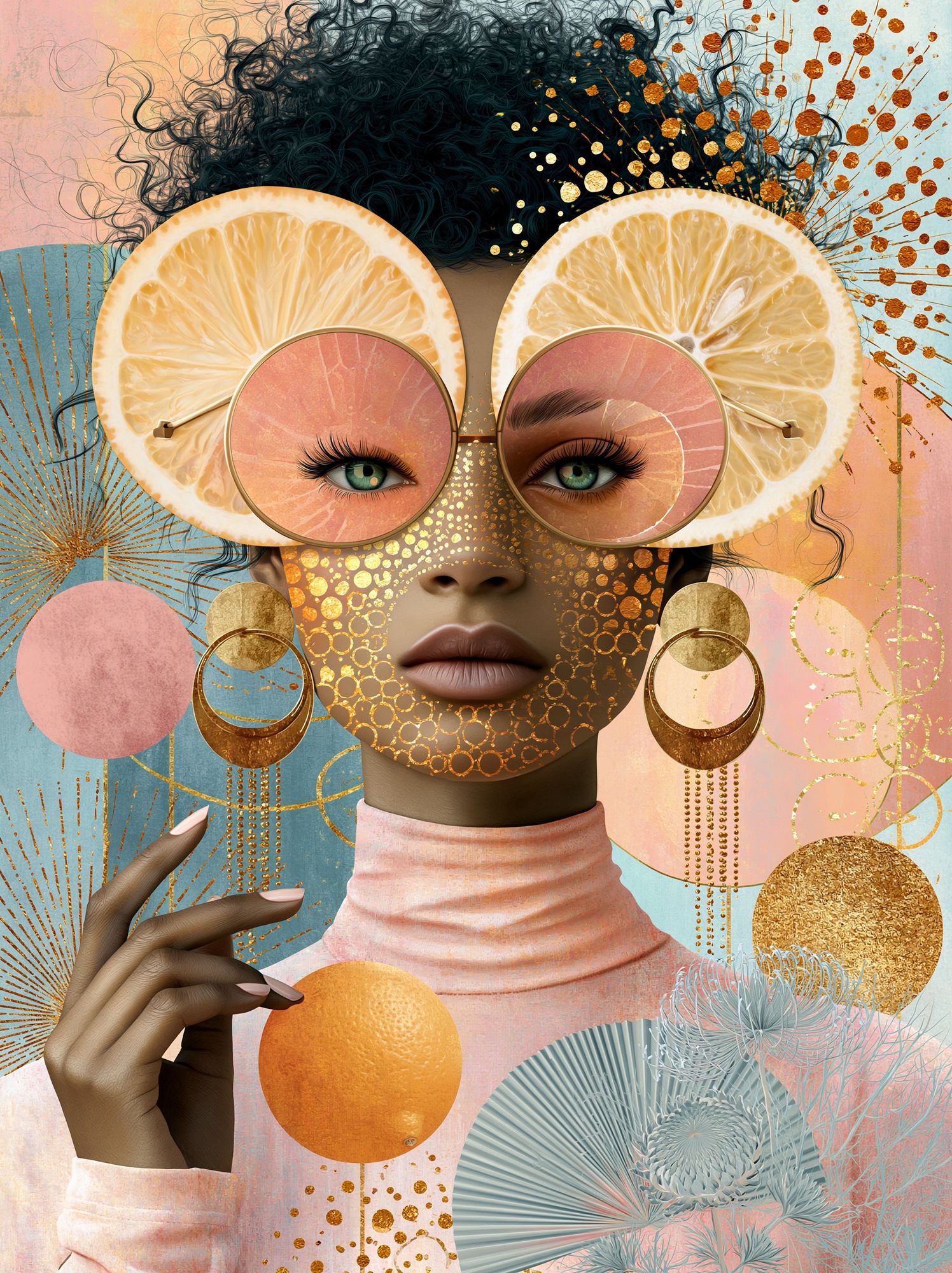 Lemon Glam Portrait Print. poster — illustration art