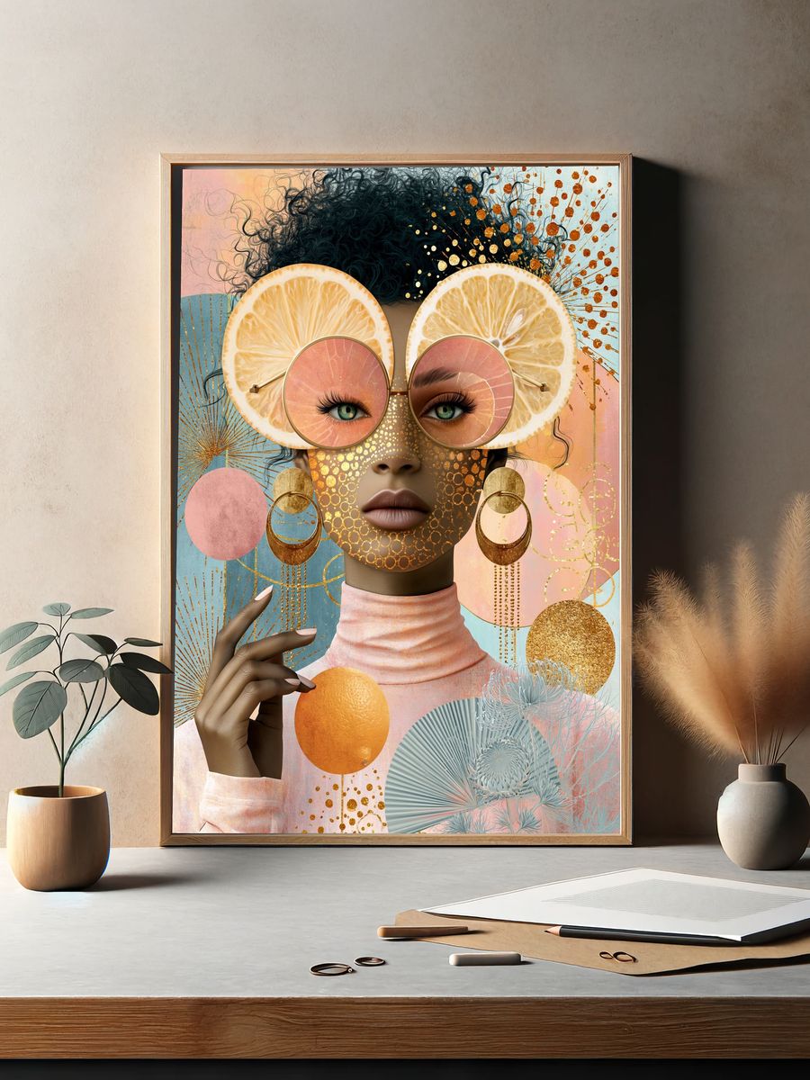 Lemon Glam Portrait Print. — room view 2