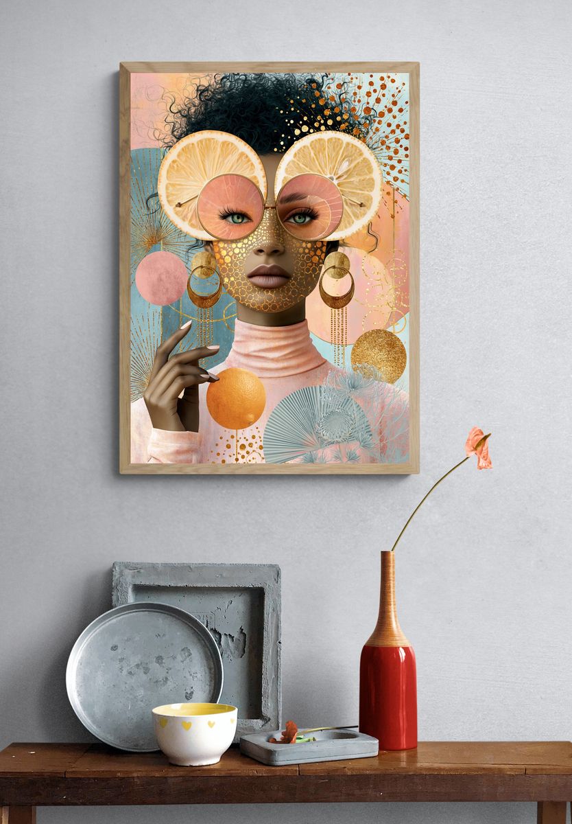Lemon Glam Portrait Print. — room view 3