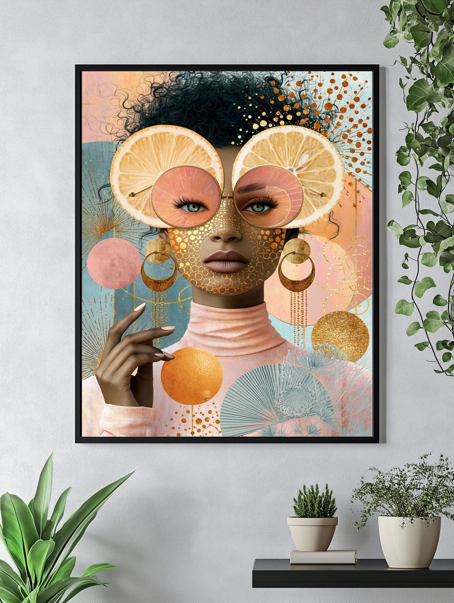 Lemon Glam Portrait Print. — room view 4
