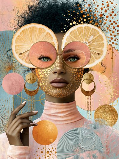 Lemon Glam Portrait Print. poster