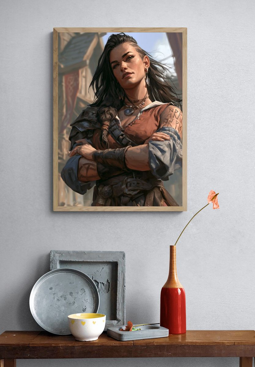 Warrior Woman Digital Art Poster. — room view 3