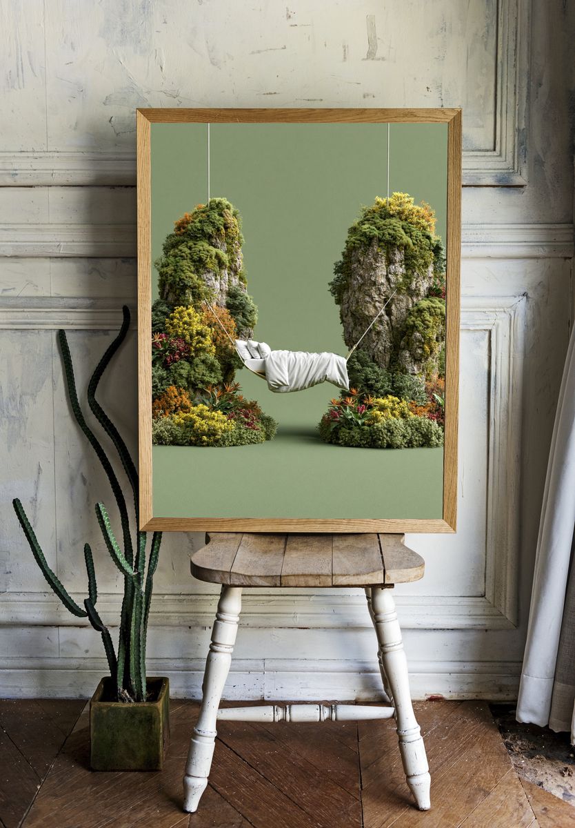Floating Garden Swing Illustration Print. — room view 1