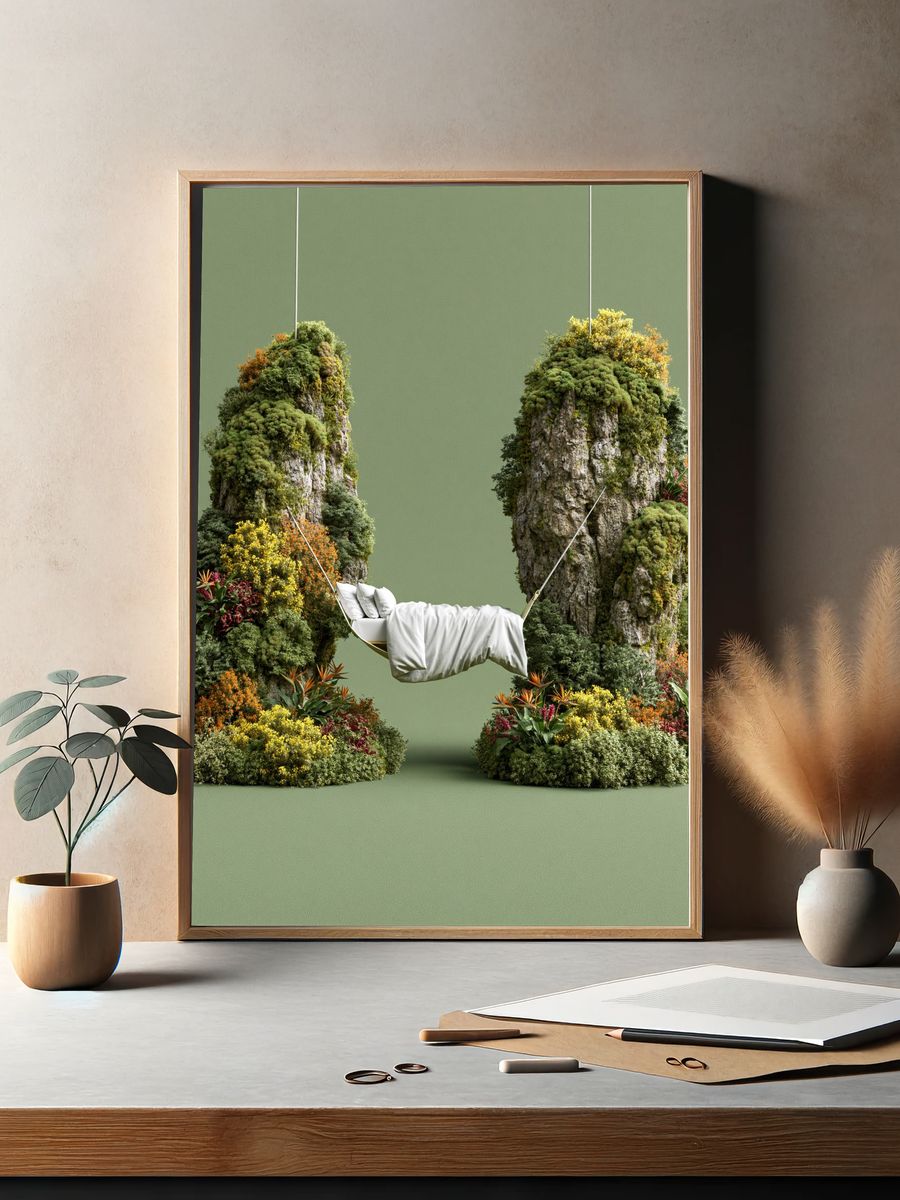 Floating Garden Swing Illustration Print. — room view 2