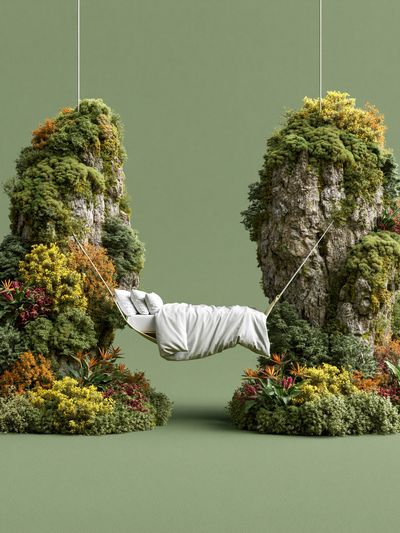 Floating Garden Swing Illustration Print. poster
