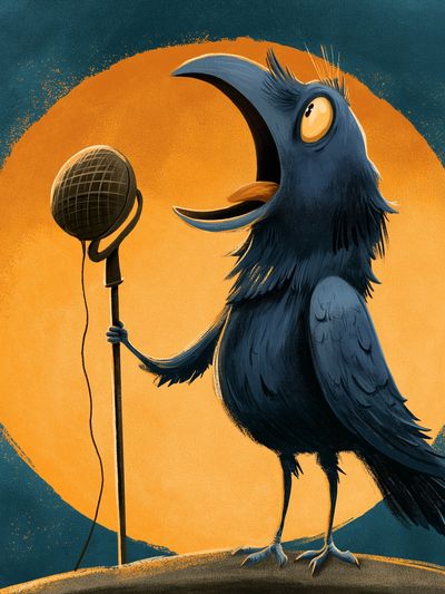 Singing Crow Illustration Poster. poster