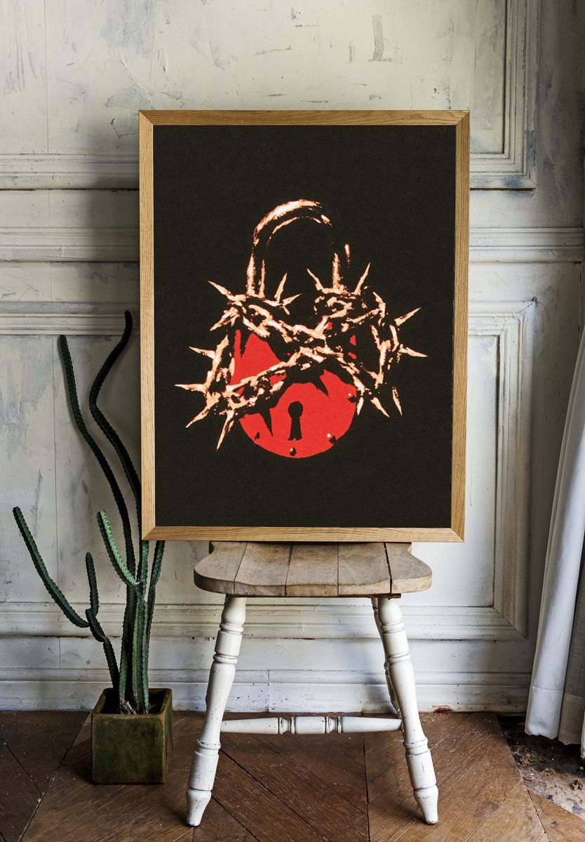 Spiked Padlock Illustration Poster. room preview