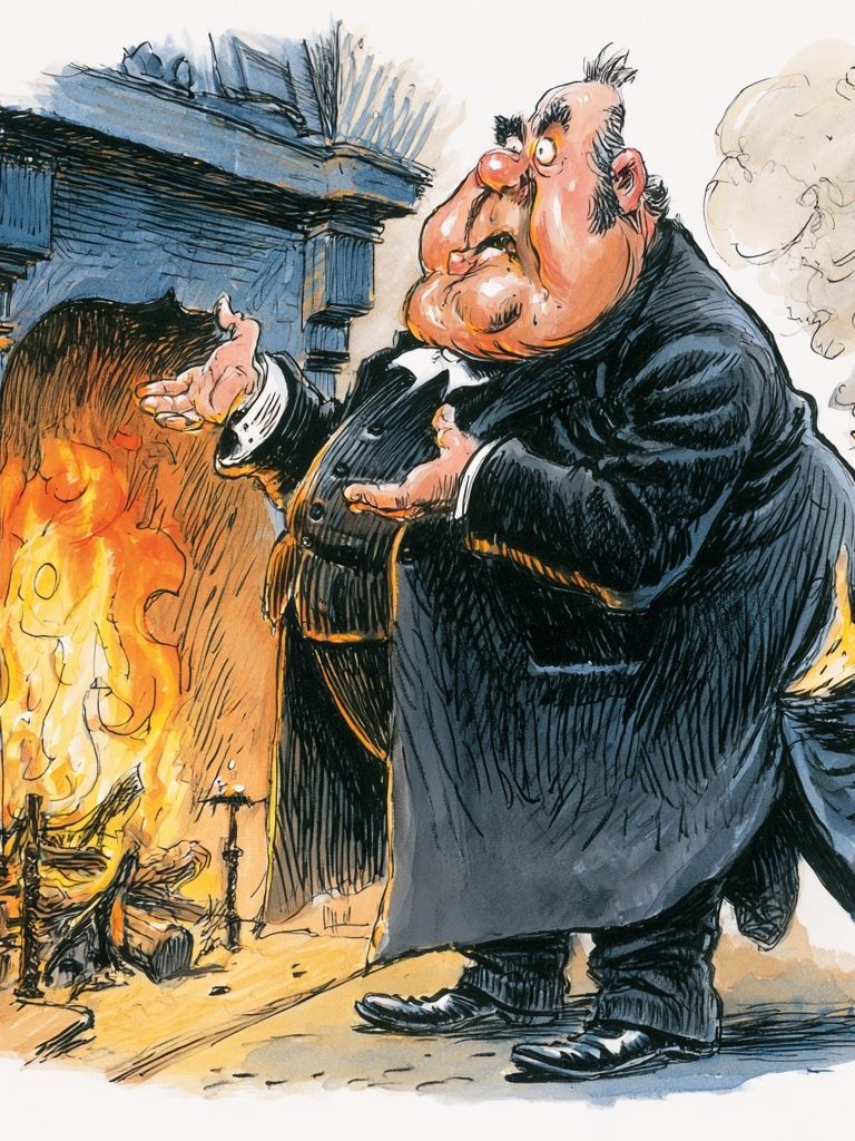 Victorian Cartoon Fireplace Print. poster detail