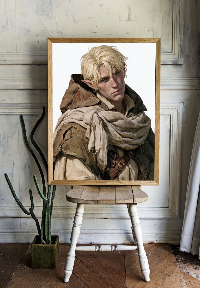 Elf Portrait Illustration Poster. — room view 1