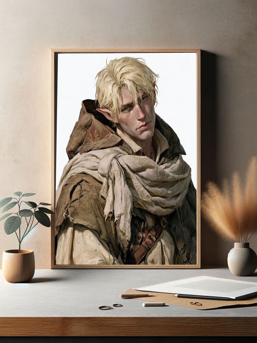 Elf Portrait Illustration Poster. — room view 2