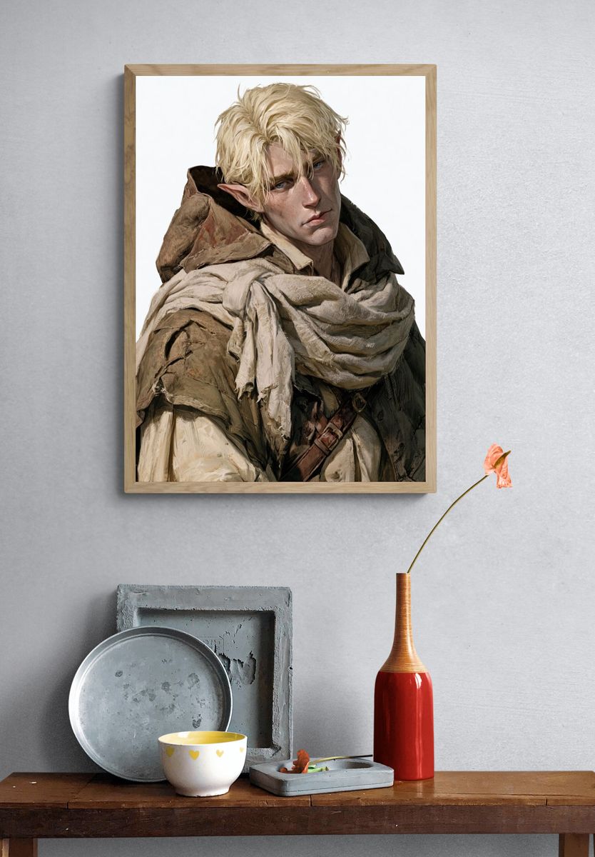 Elf Portrait Illustration Poster. — room view 3