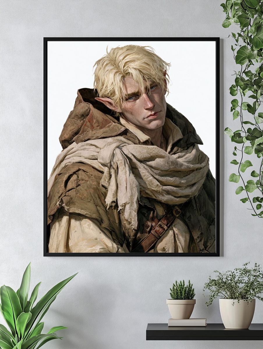 Elf Portrait Illustration Poster. — room view 4