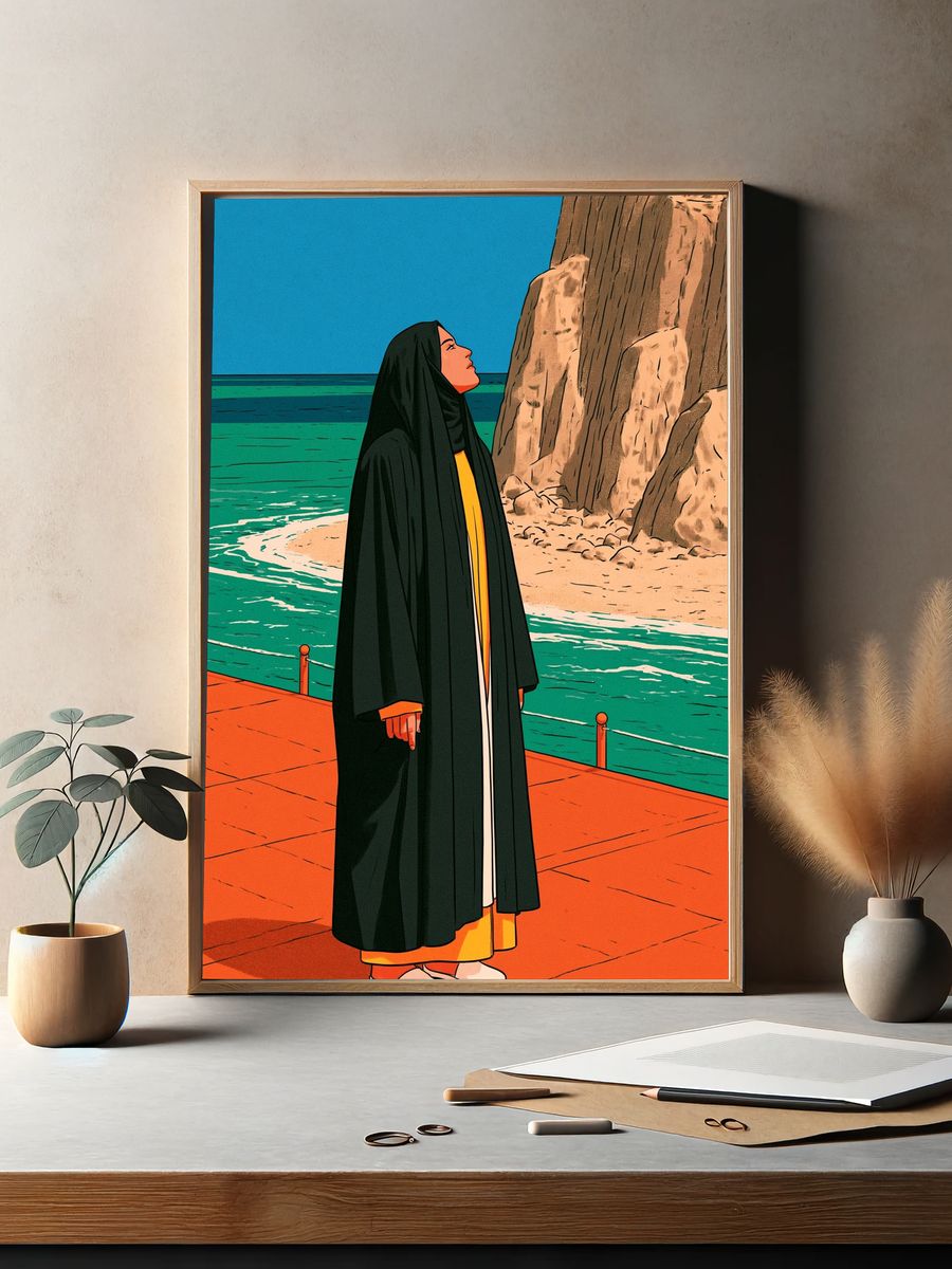 Coastal Figure Illustration Poster. — room view 2