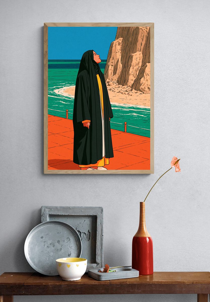 Coastal Figure Illustration Poster. — room view 3