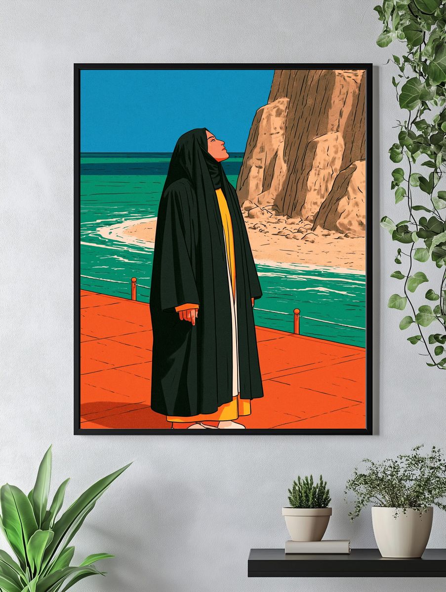 Coastal Figure Illustration Poster. — room view 4