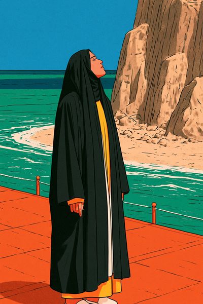 Coastal Figure Illustration Poster. poster