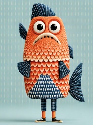 Cute Fish Character Illustration Poster. poster detail