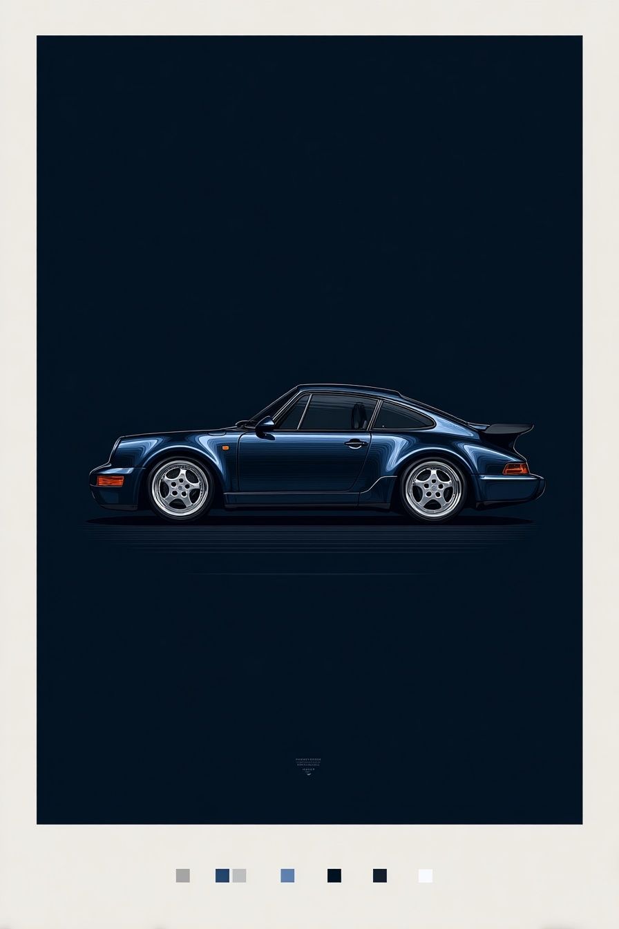 Porsche 911 Turbo Illustration Poster. poster — illustration art