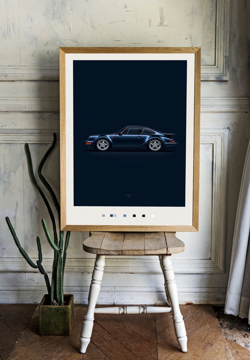 Porsche 911 Turbo Illustration Poster. — room view 1