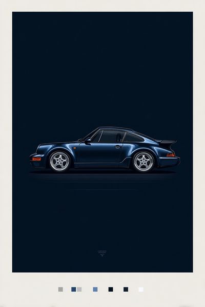 Porsche 911 Turbo Illustration Poster. poster print