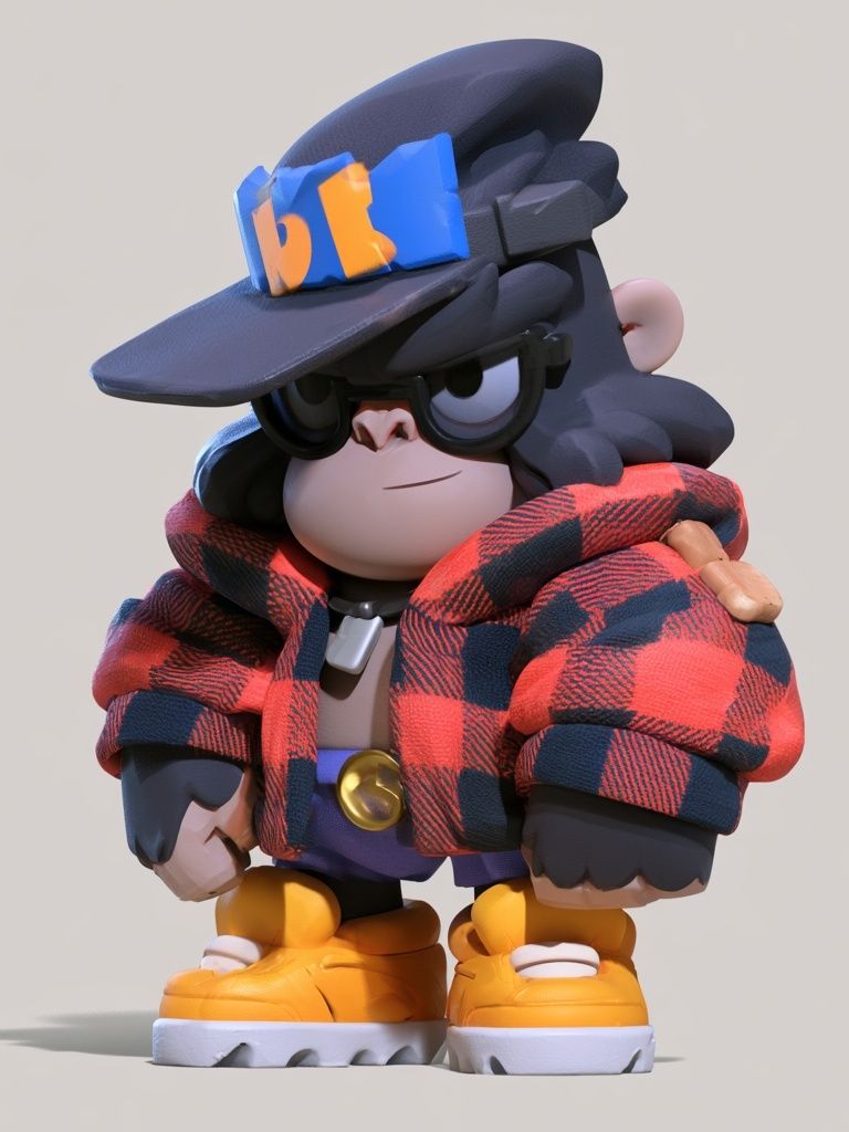 Stylized Monkey Character Illustration Poster. poster — illustration art