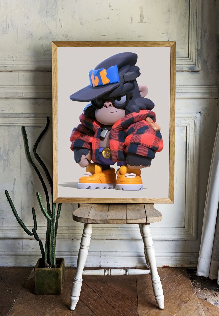 Stylized Monkey Character Illustration Poster. room preview
