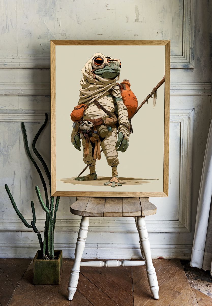 Mummy Frog Character Illustration Poster. — room view 1