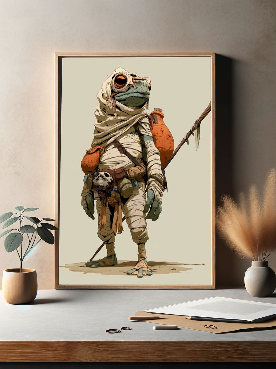 Mummy Frog Character Illustration Poster. — room view 2