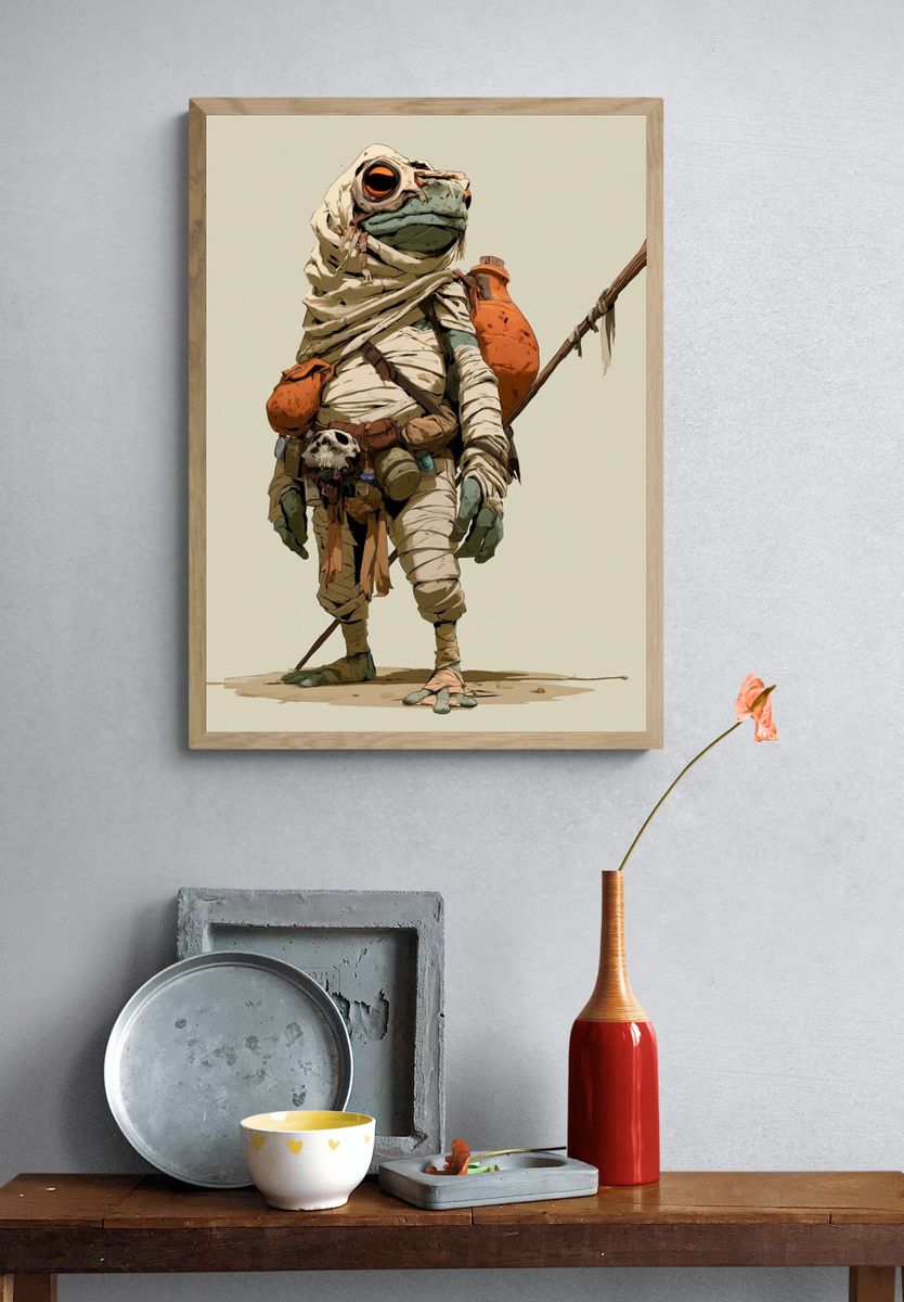 Mummy Frog Character Illustration Poster. — room view 3