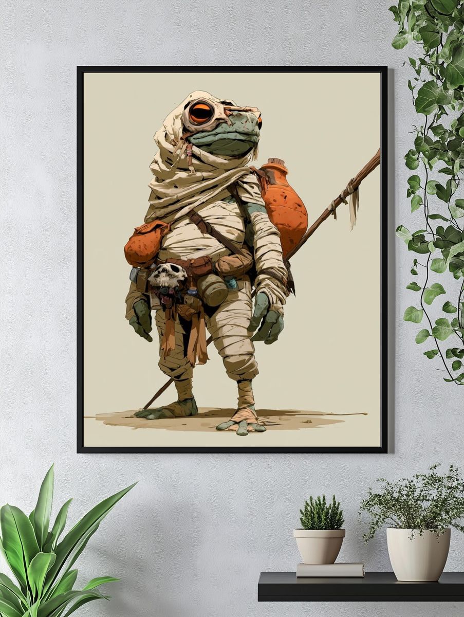 Mummy Frog Character Illustration Poster. — room view 4