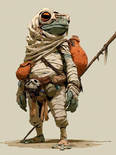 Mummy Frog Character Illustration Poster. poster
