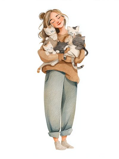 Cat Lover Watercolor Illustration Poster. poster print