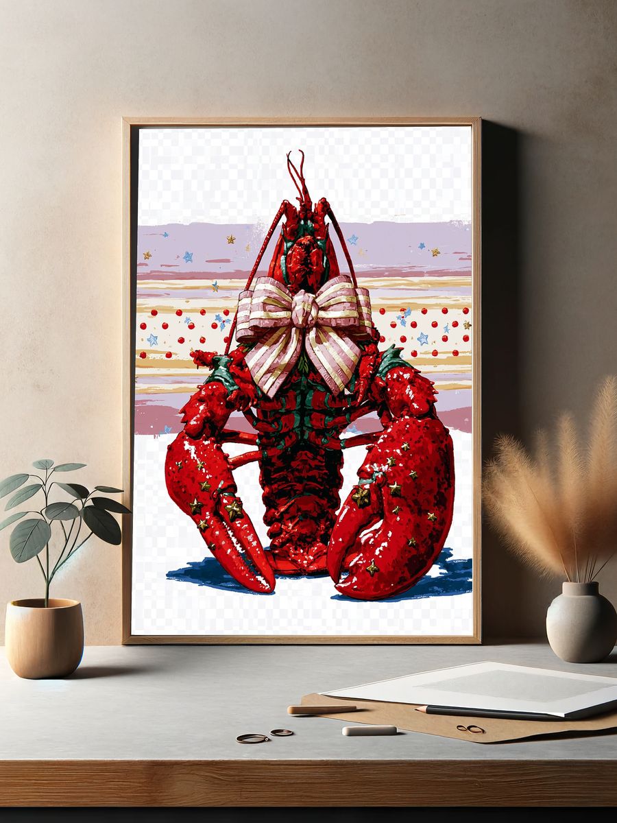 Patriotic Lobster Illustration Poster. — room view 2