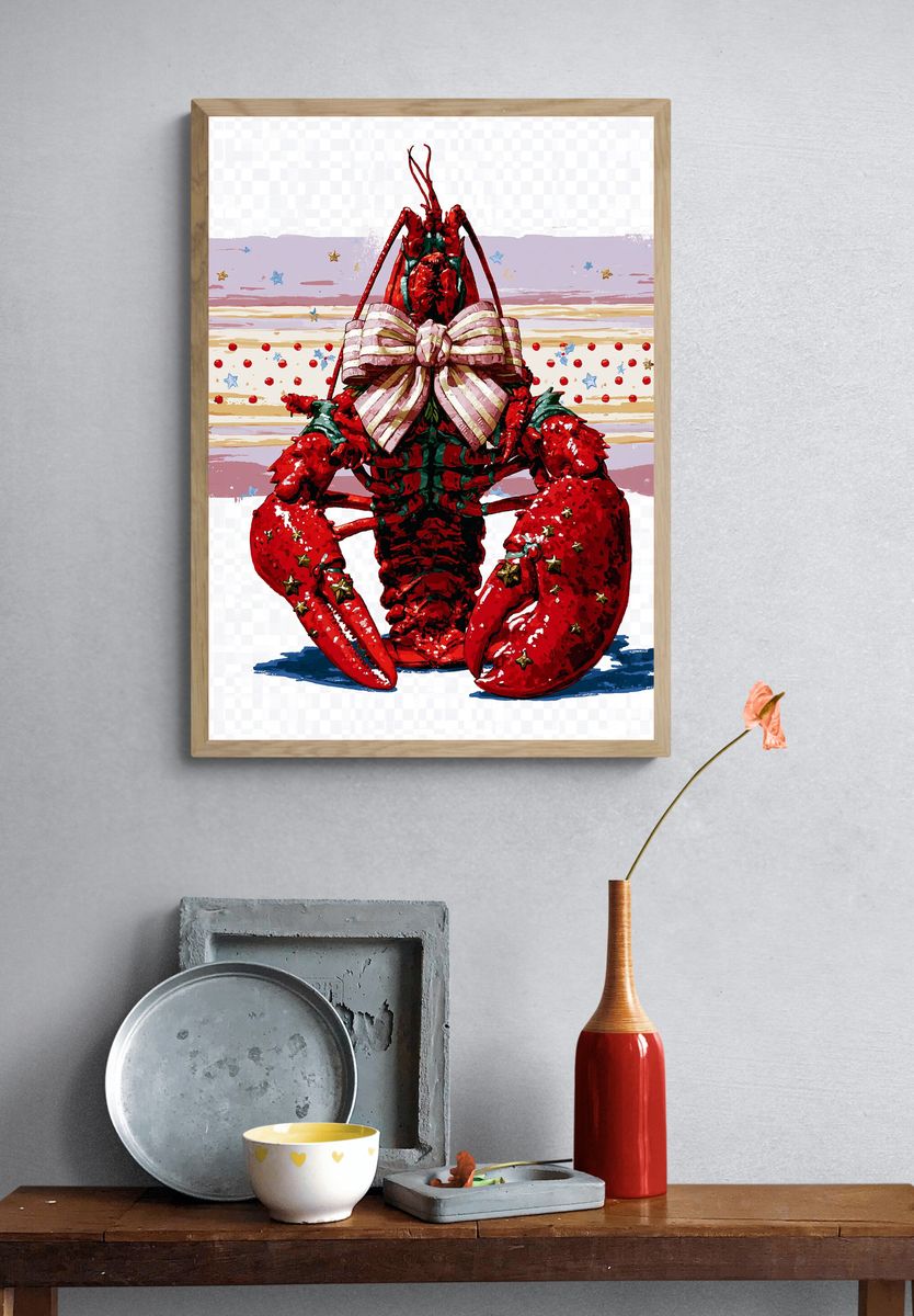 Patriotic Lobster Illustration Poster. — room view 3