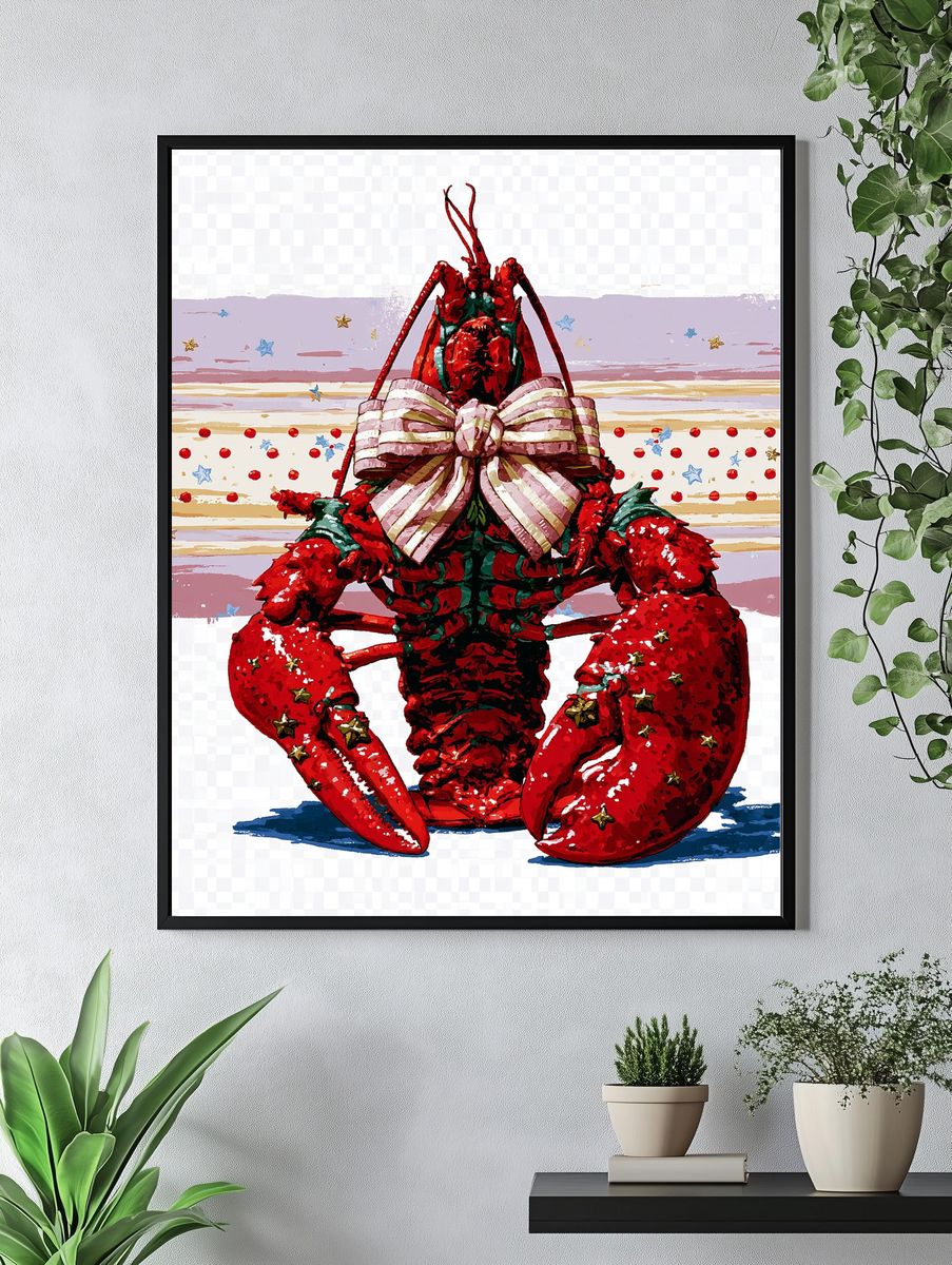 Patriotic Lobster Illustration Poster. — room view 4