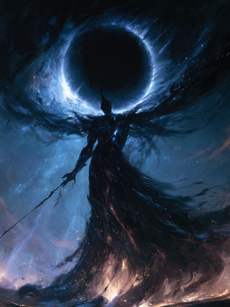 Dark Eclipse Warrior Fantasy Print. poster — illustration art