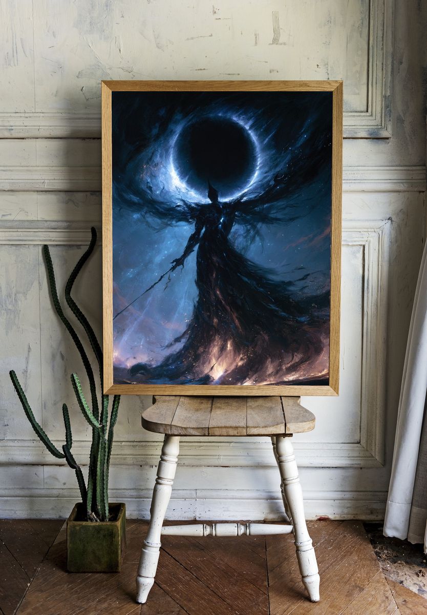 Dark Eclipse Warrior Fantasy Print. room preview