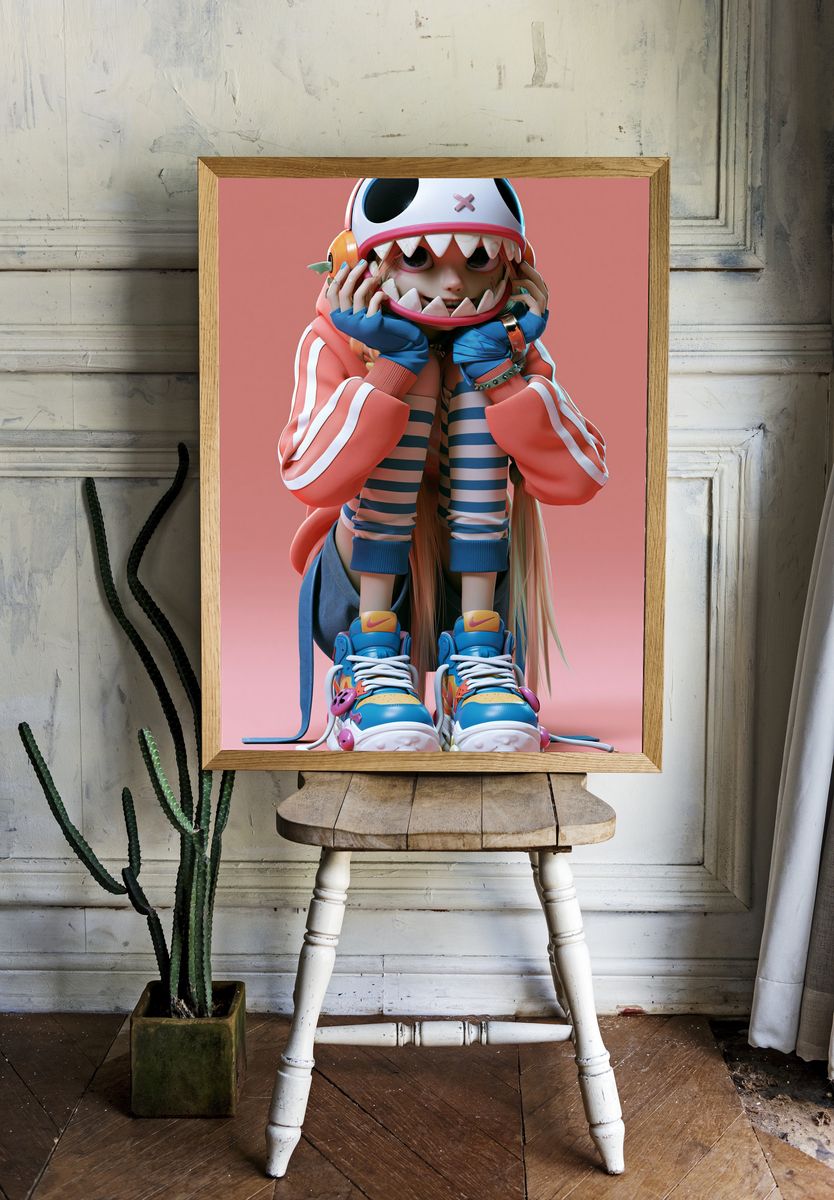Cute Monster Girl Digital Art Poster. — room view 1