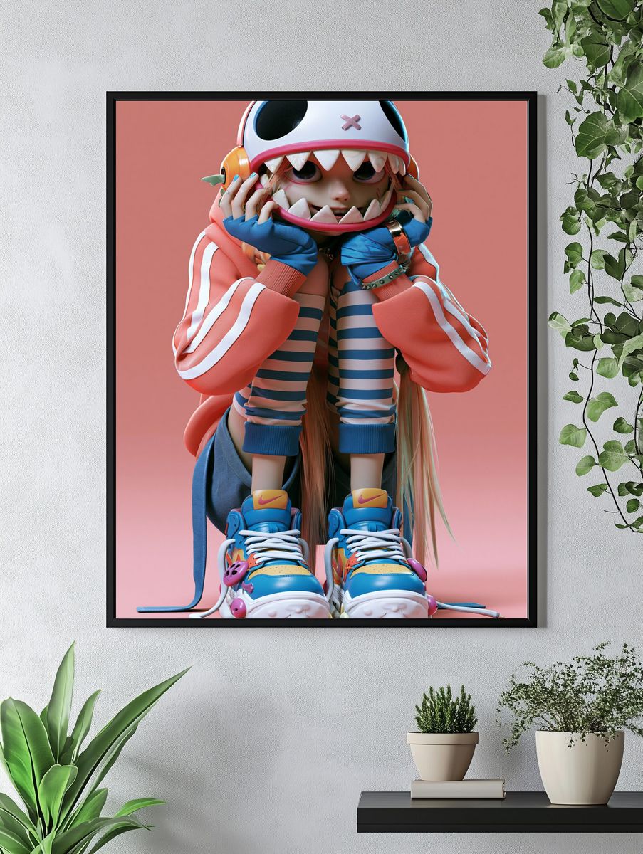 Cute Monster Girl Digital Art Poster. — room view 4