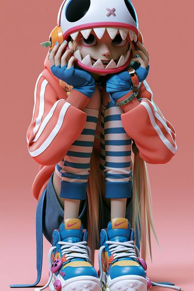 Cute Monster Girl Digital Art Poster.