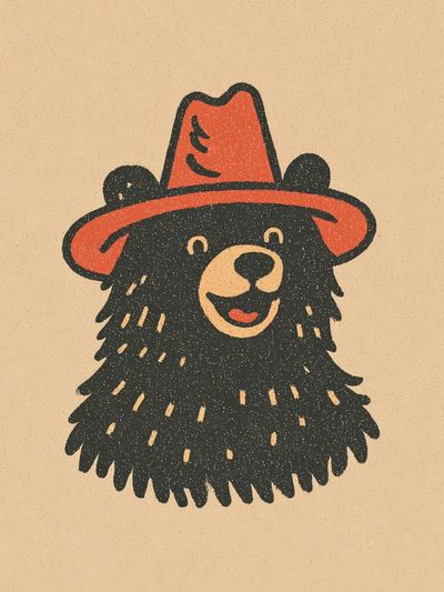 Bear in Red Hat Illustration Poster. poster print