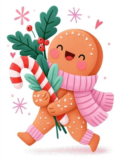 Gingerbread Cookie Holiday Illustration Poster. poster print