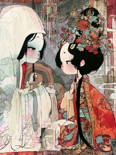 Chinese Opera Couple Illustration Poster.