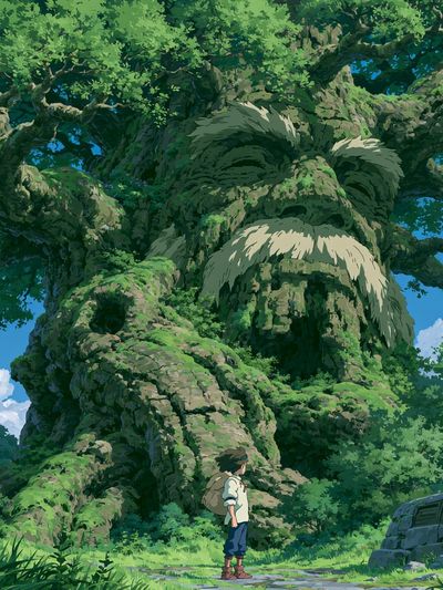 Ancient Tree Spirit Illustration Poster.