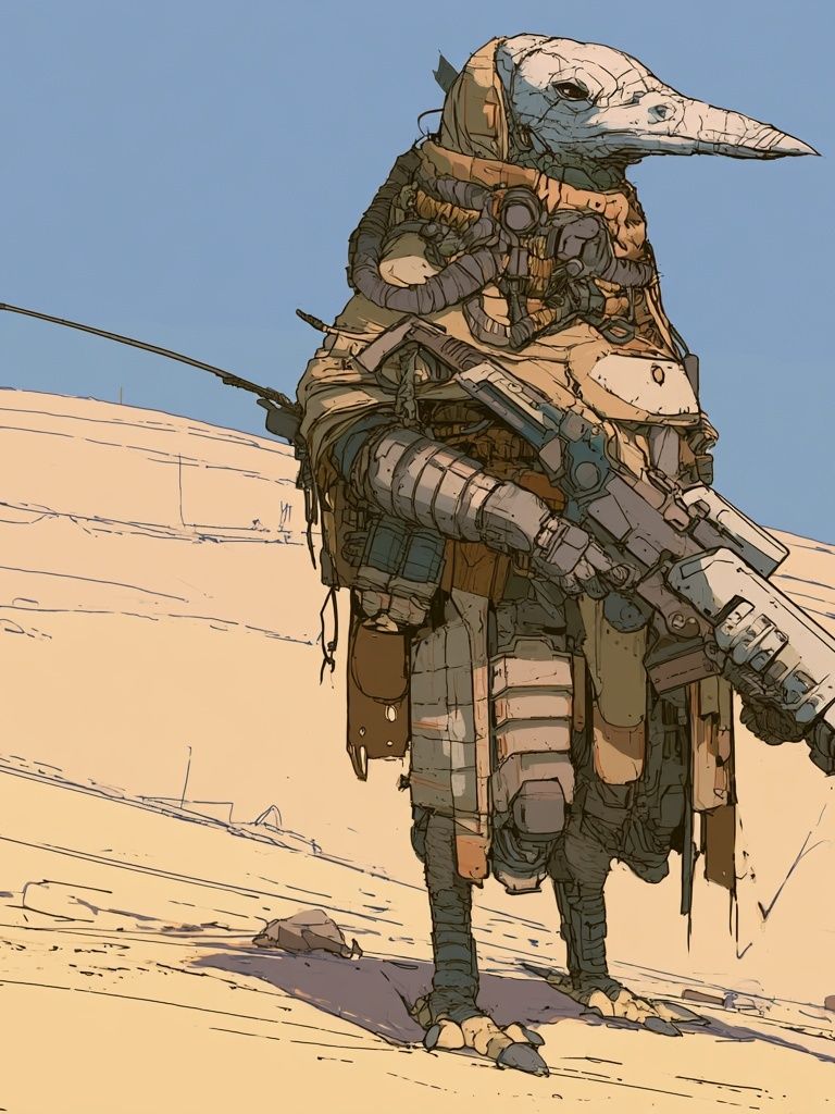 Desert Sentinel Sci-Fi Illustration Poster. poster — illustration art