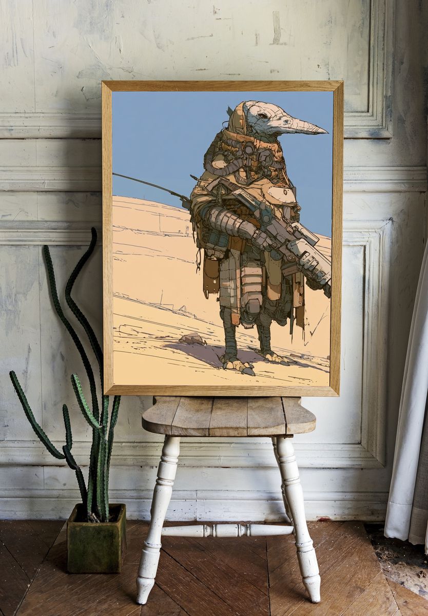Desert Sentinel Sci-Fi Illustration Poster. — room view 1