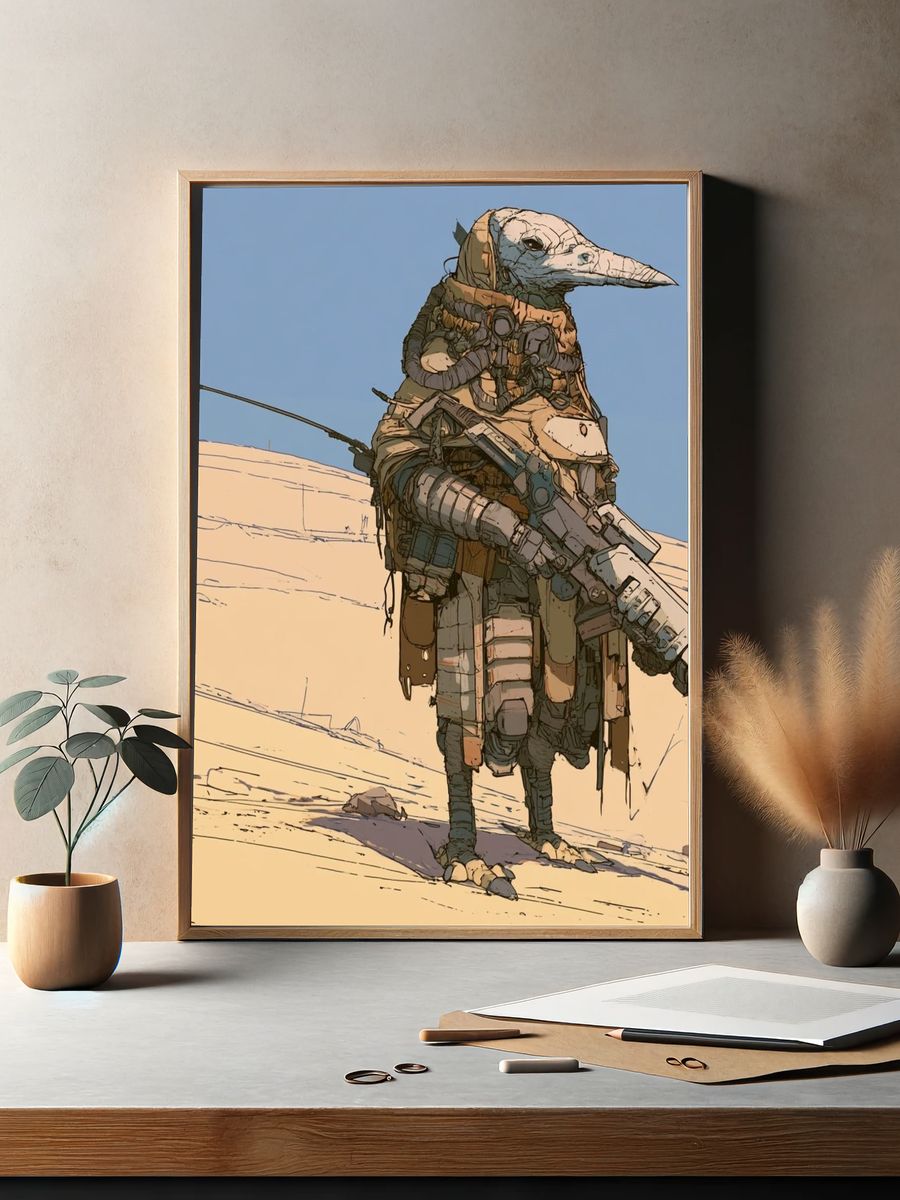 Desert Sentinel Sci-Fi Illustration Poster. — room view 2