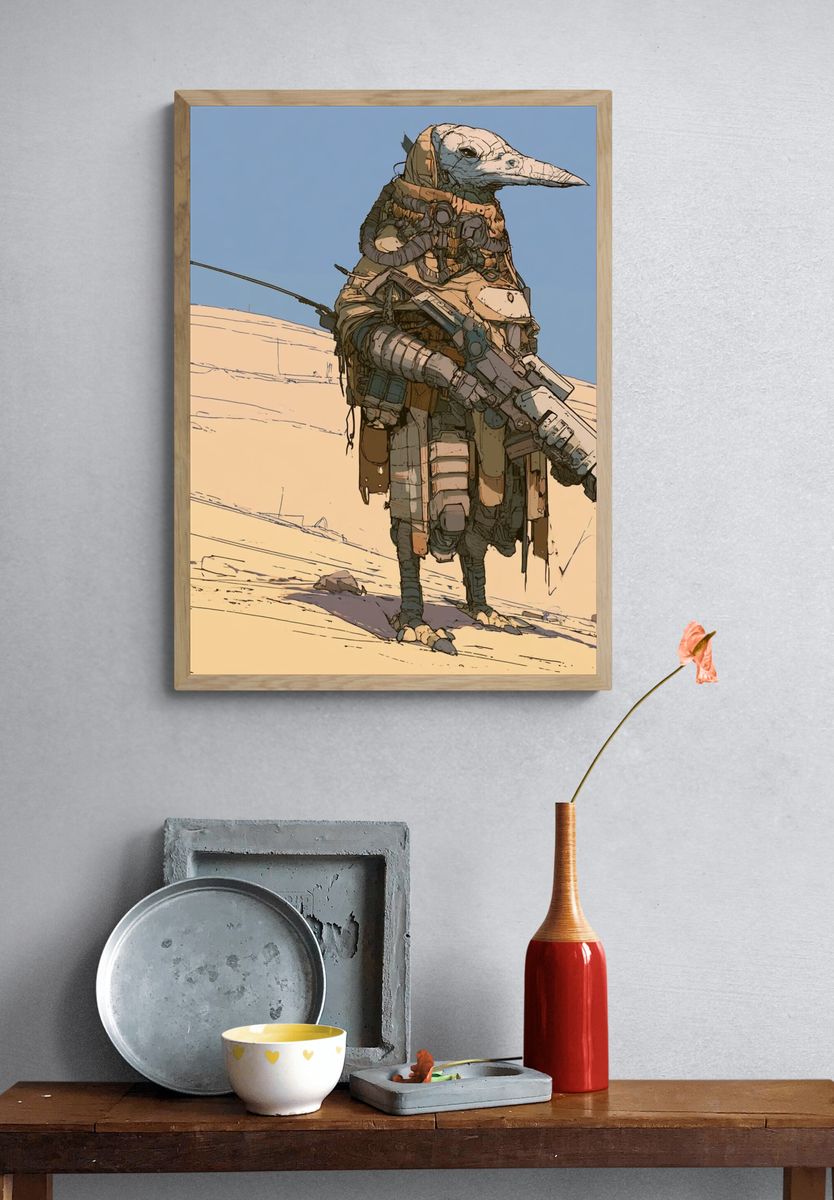 Desert Sentinel Sci-Fi Illustration Poster. — room view 3
