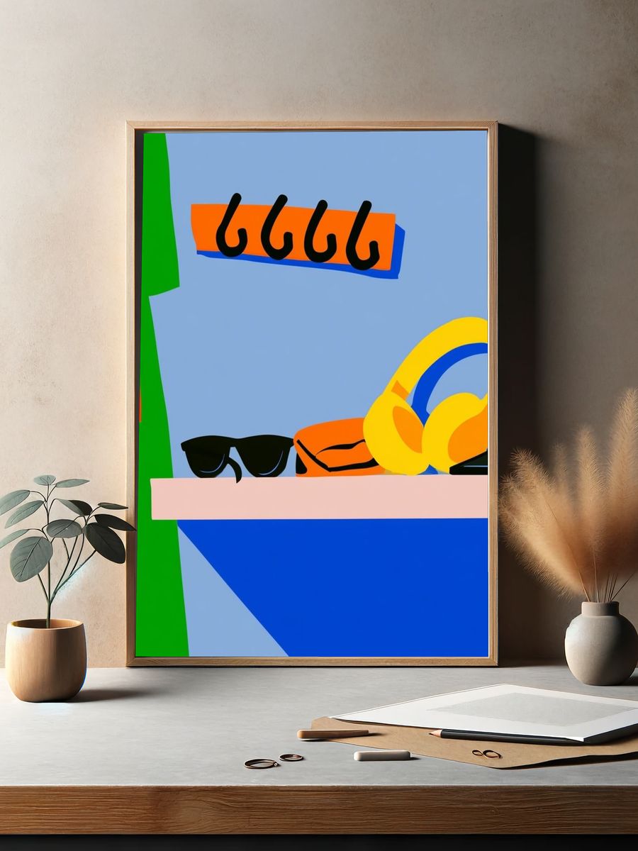 Colorful Sunglasses Still Life Poster. — room view 2