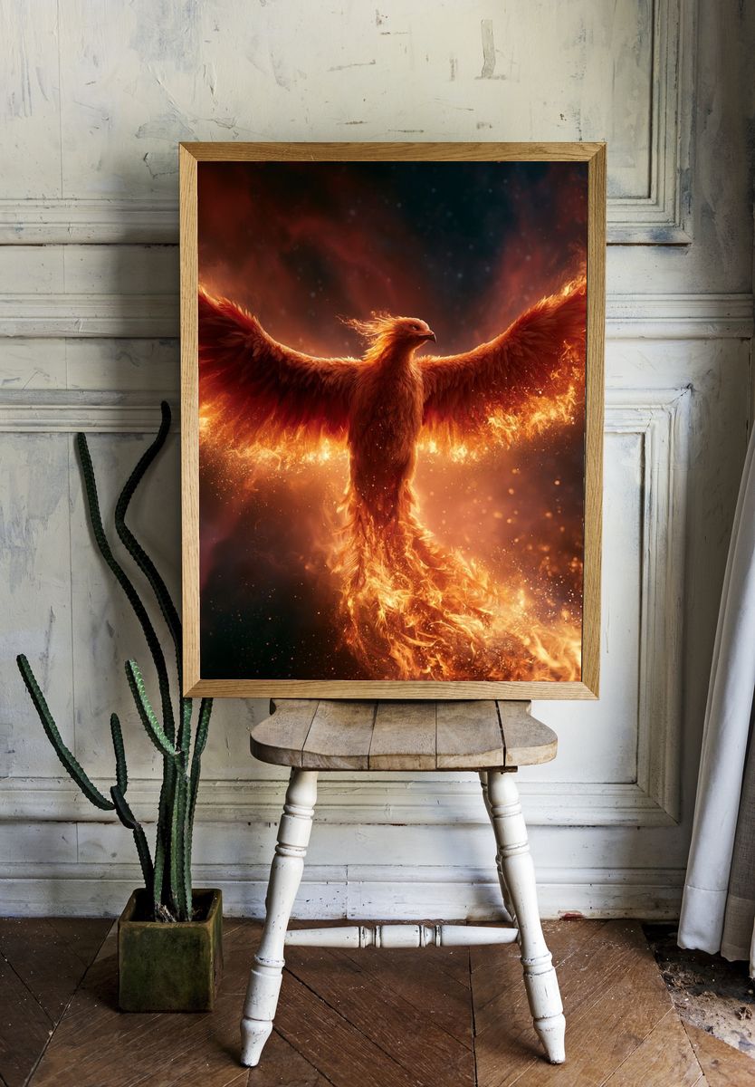 Phoenix Rising Illustration Poster. — room view 1